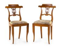A Pair of Italian Fruitwood Side Chairs