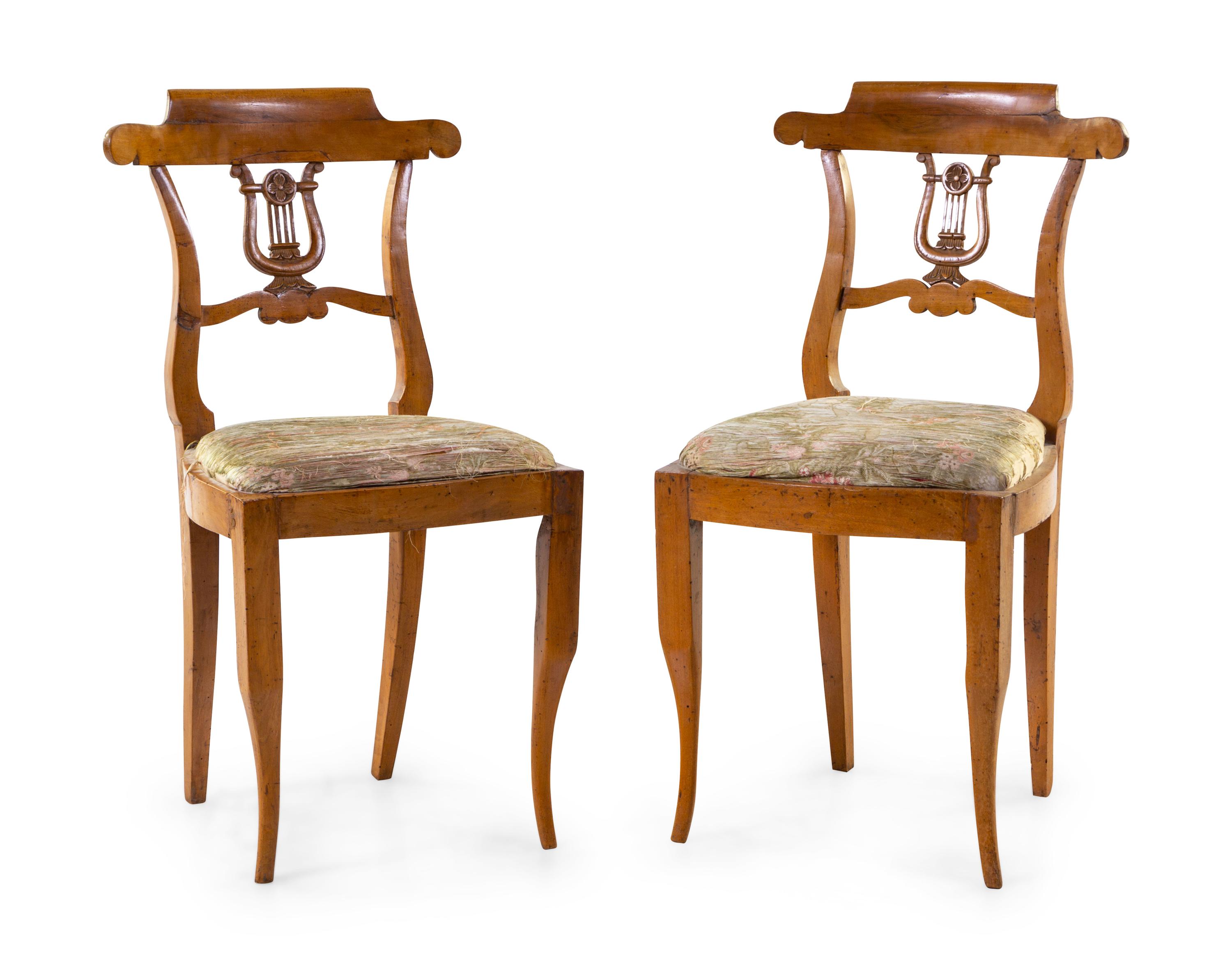 A Pair of Italian Fruitwood Side Chairs