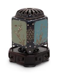 A Japanese Cloisonne Insense Burner and Cover Height 3 1/4 inches. — 19TH CENTURY