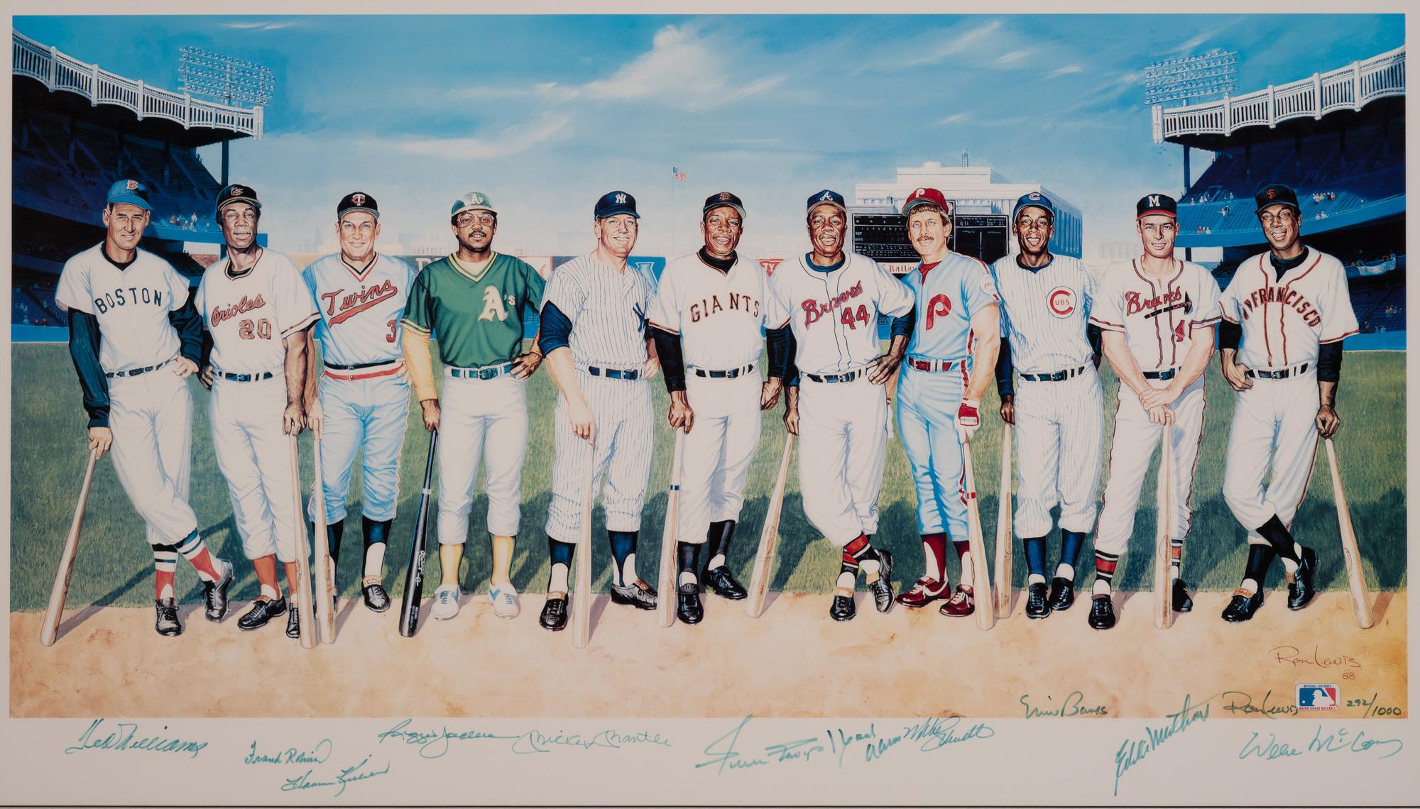 A 500 Home Run Club Signed Autograph Ron Lewis Limited Edition Print (Beckett Authentication Services Letter BAS Certified)