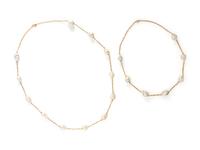 PAIR OF ROSE GOLD AND CULTURED BAROQUE PEARL LONGCHAIN NECKLACES