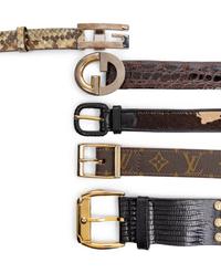 Group of Five Designer Belts including Gucci and Gianni Versace