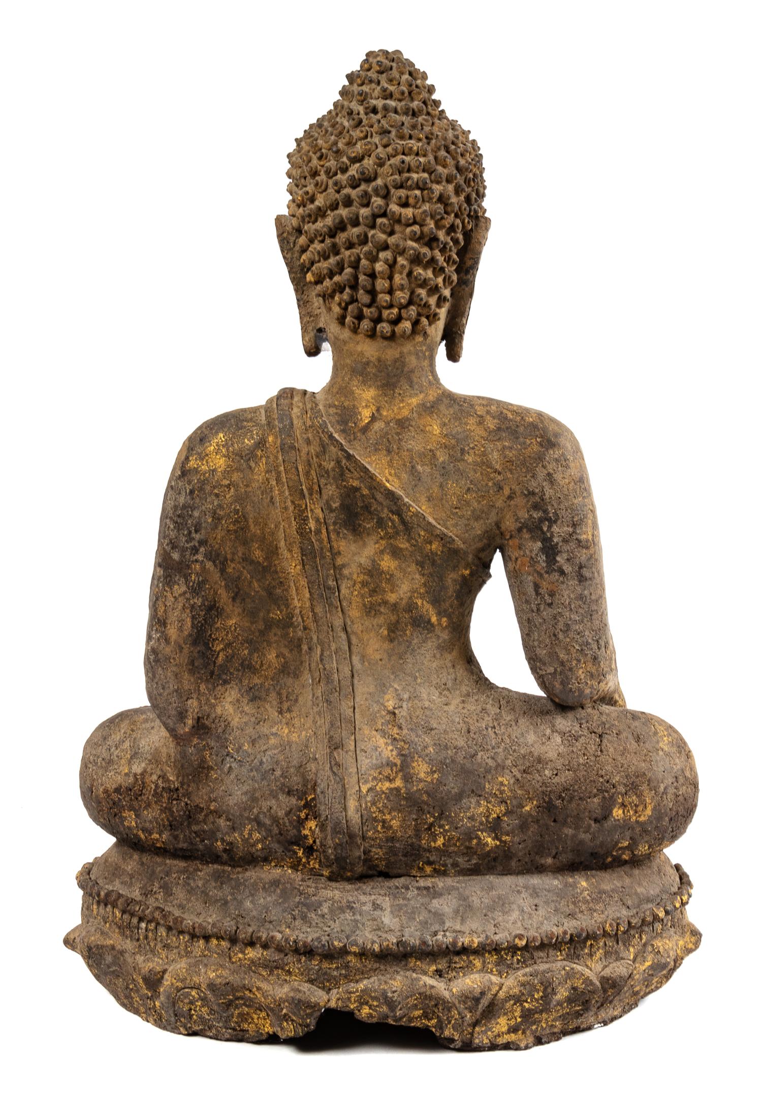A Thai Lacquered Wood Figure of a Seated Lanna Buddha Height 24 inches. — POSSIBLY 16TH/17TH CENTURY
