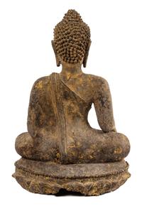 A Thai Lacquered Wood Figure of a Seated Lanna Buddha Height 24 inches. — POSSIBLY 16TH/17TH CENTURY