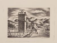 A group of six American prints (Emile Gruppe, Country Scene with Houses ; Nathan Margolies, Cornhuskers ; Leo Meissner, Jeter Spivey's Place ; Darwin Musselman, Going Home ; Thomas Nason, Haystacks ; Julius Tanzer, New England Yard )