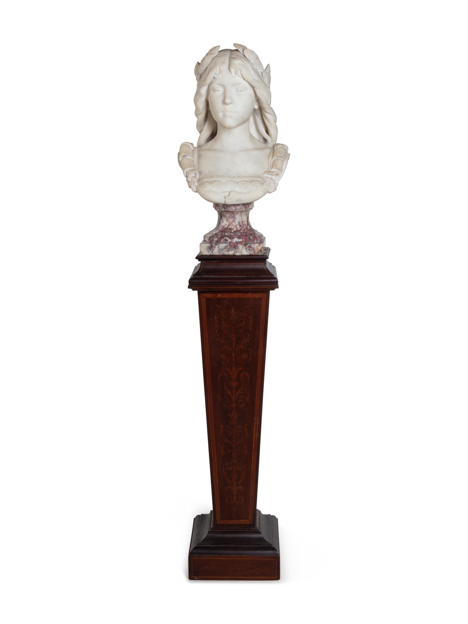 An Italian Carved Marble Bust of a Lady