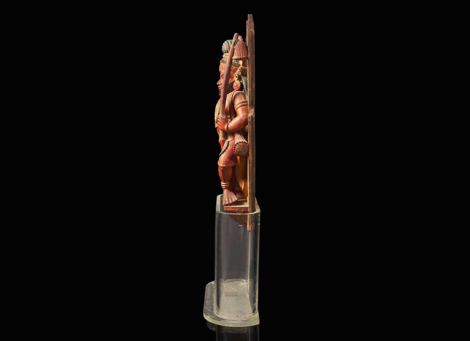 An Indian carved and painted wood figure 印度繪木神像