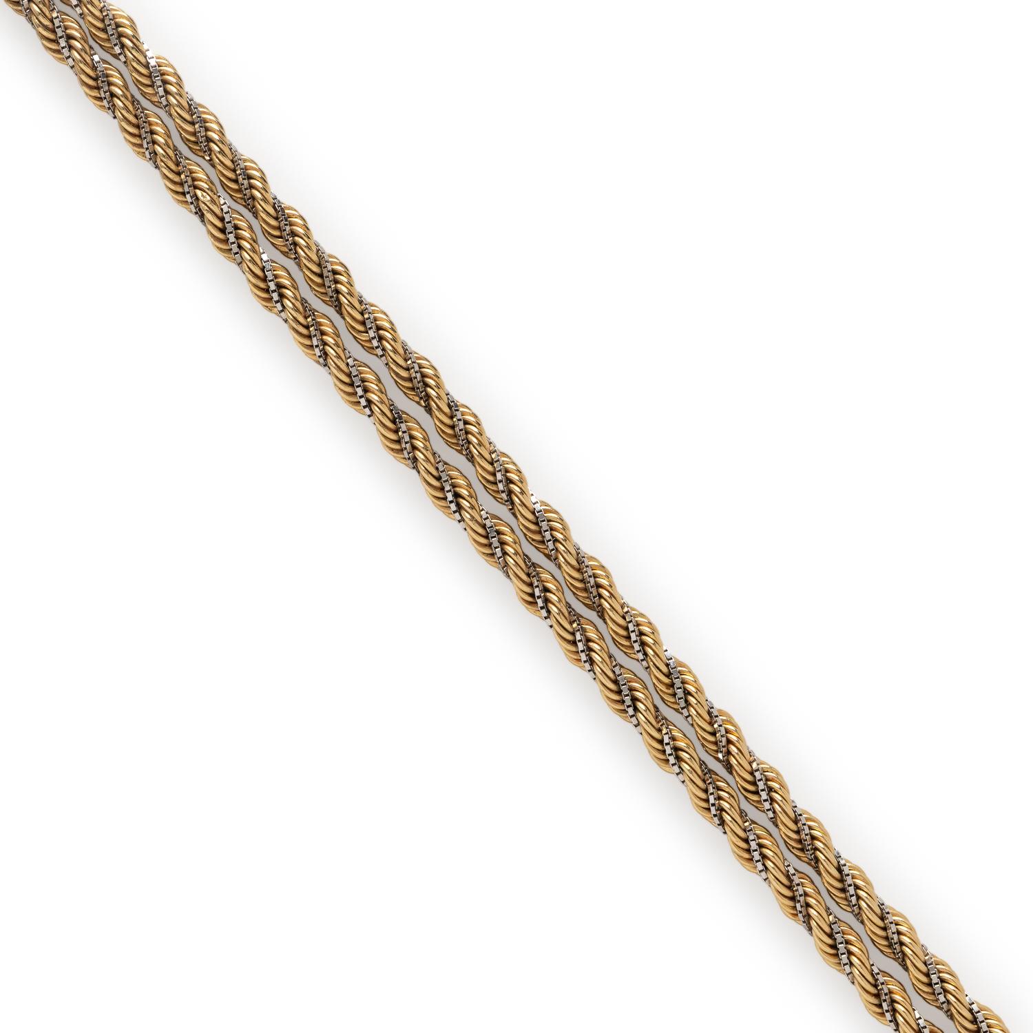 Bicolor Gold Rope Chain Necklace