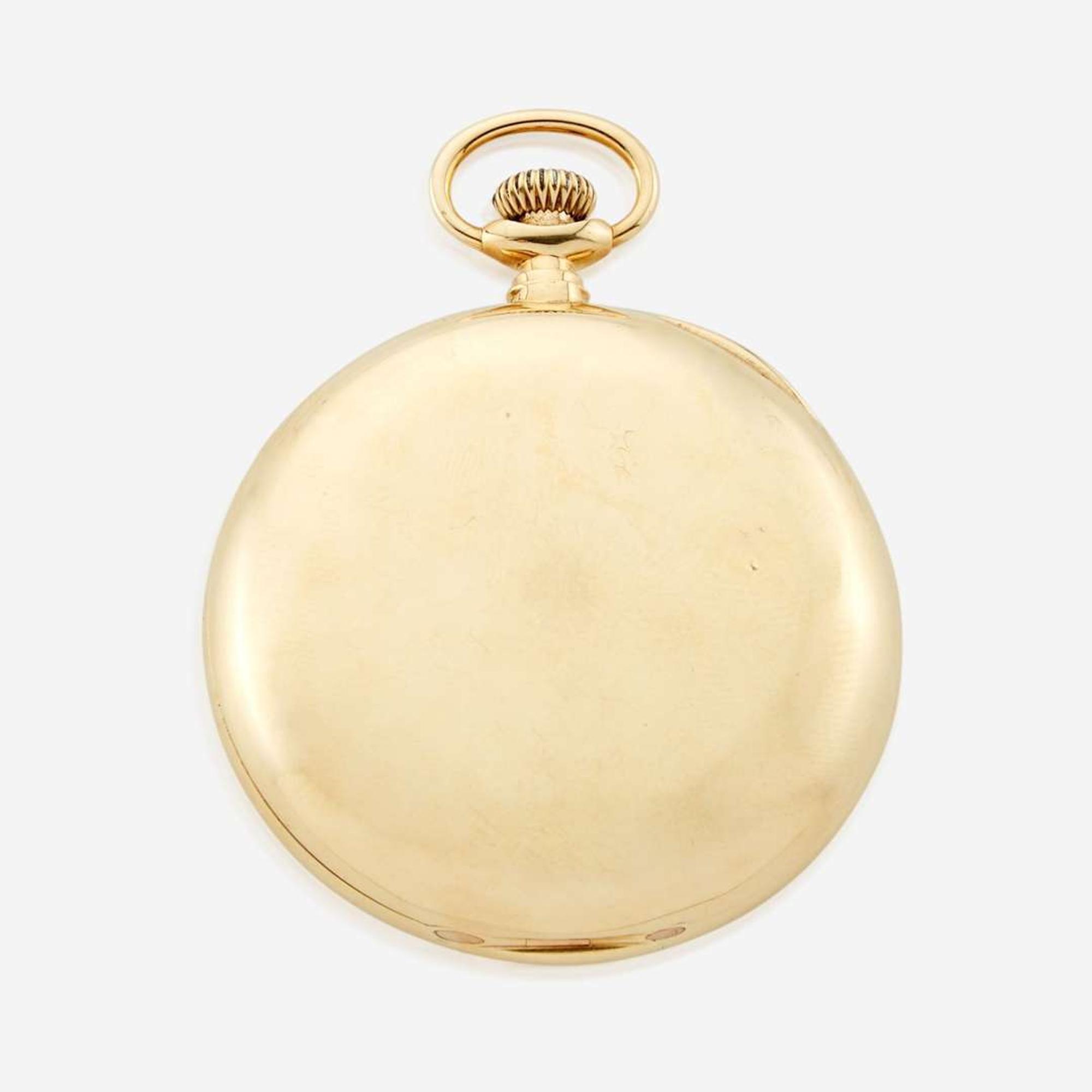 An eighteen karat gold openface split second chronograph pocket watch, Tiffany & Co. Switzerland