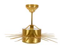 A Contemporary Brass "Sunburst" Light Fixture and a Brass Fixture with a Drum Shade