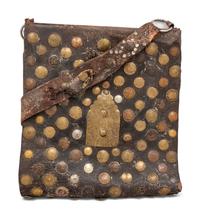 A Middle Eastern Coin Applied Leather Bag