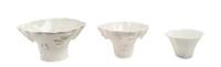 Three Chinese Blanc-de-Chine Porcelain Libation Cups Diameter of largest 6 1/2 inches.