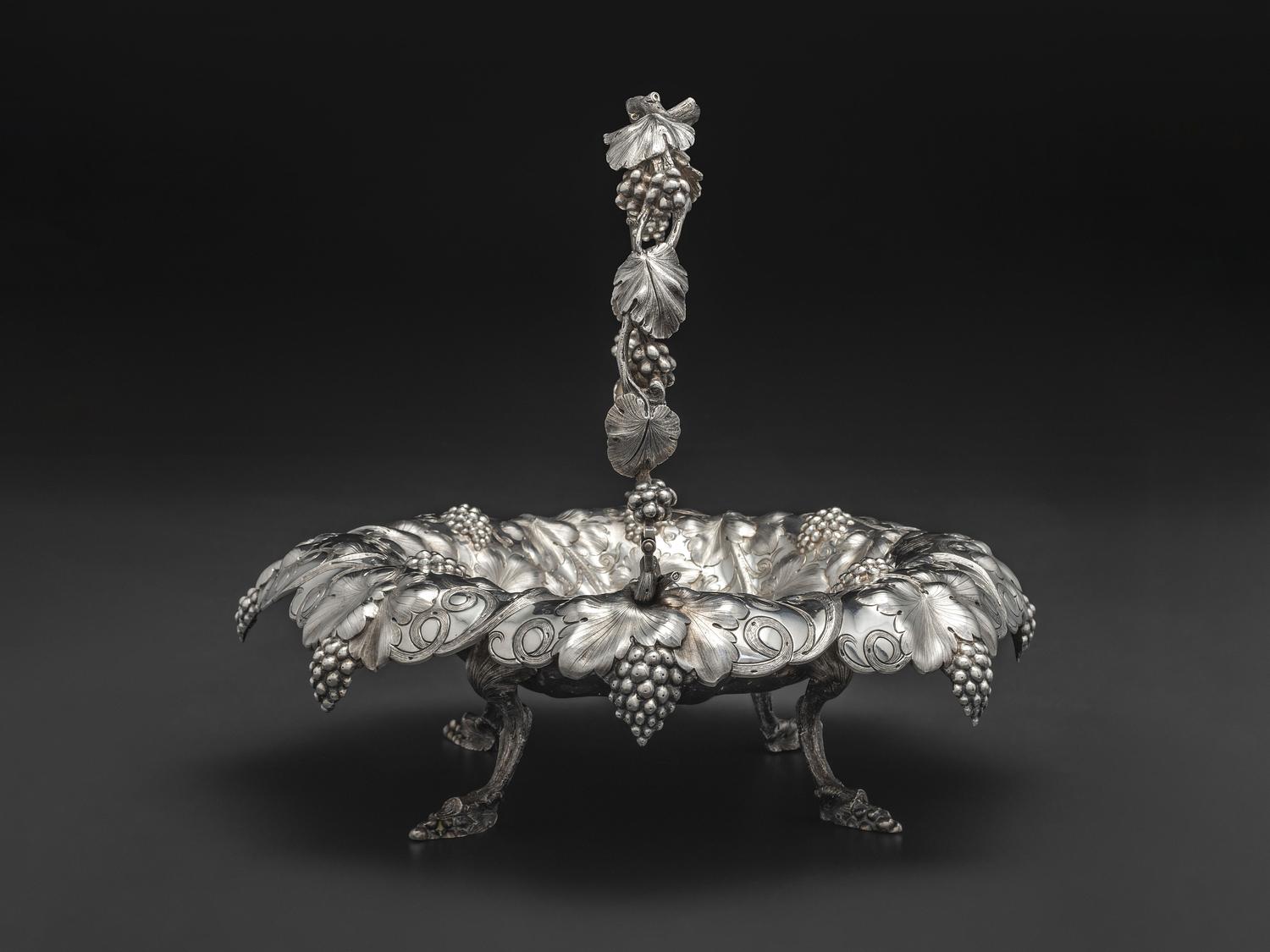 An American Repousse Silver Swing-Handle Basket