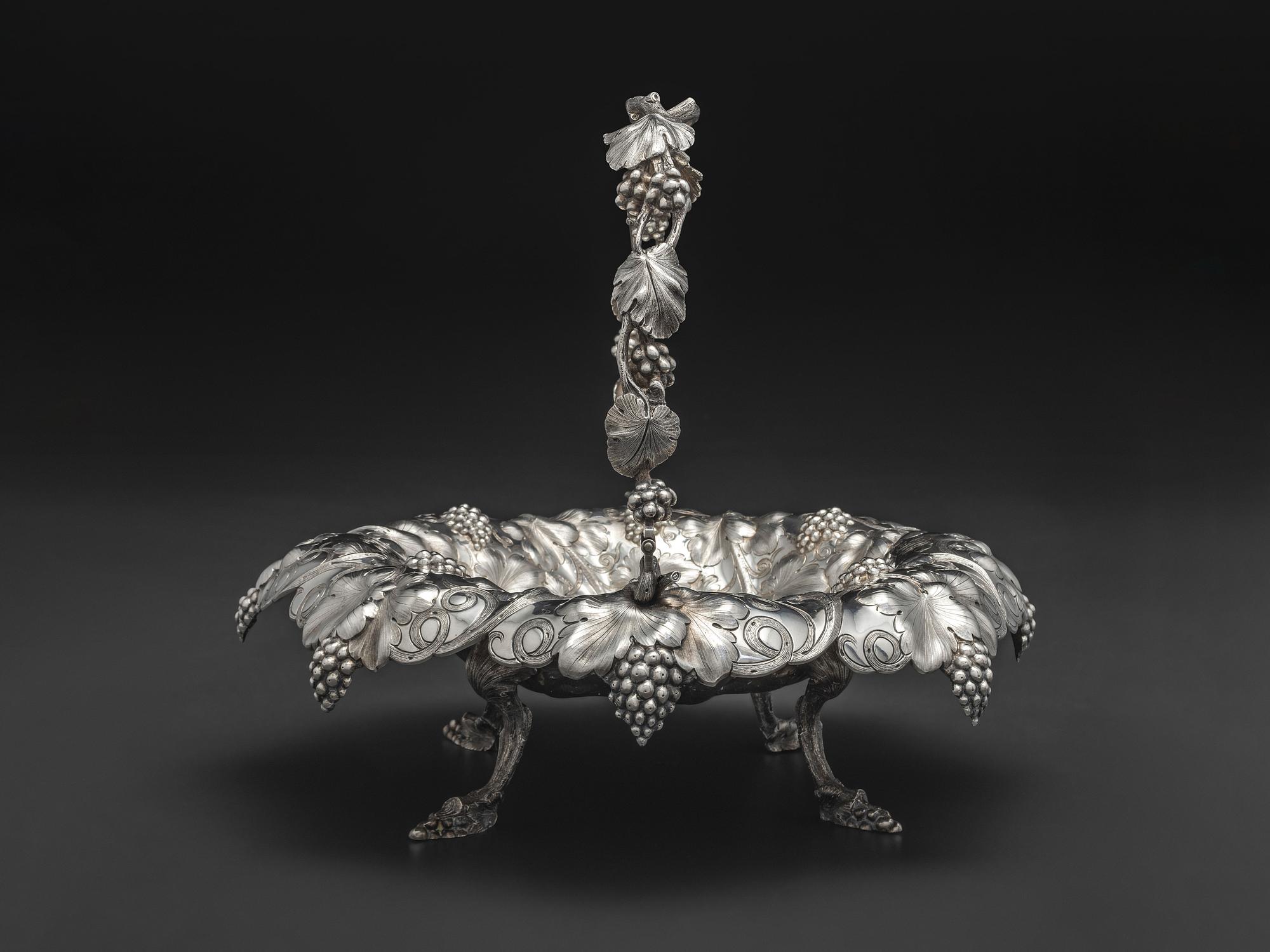 An American Repousse Silver Swing-Handle Basket