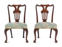 A Pair of George II Carved Mahogany Side Chairs