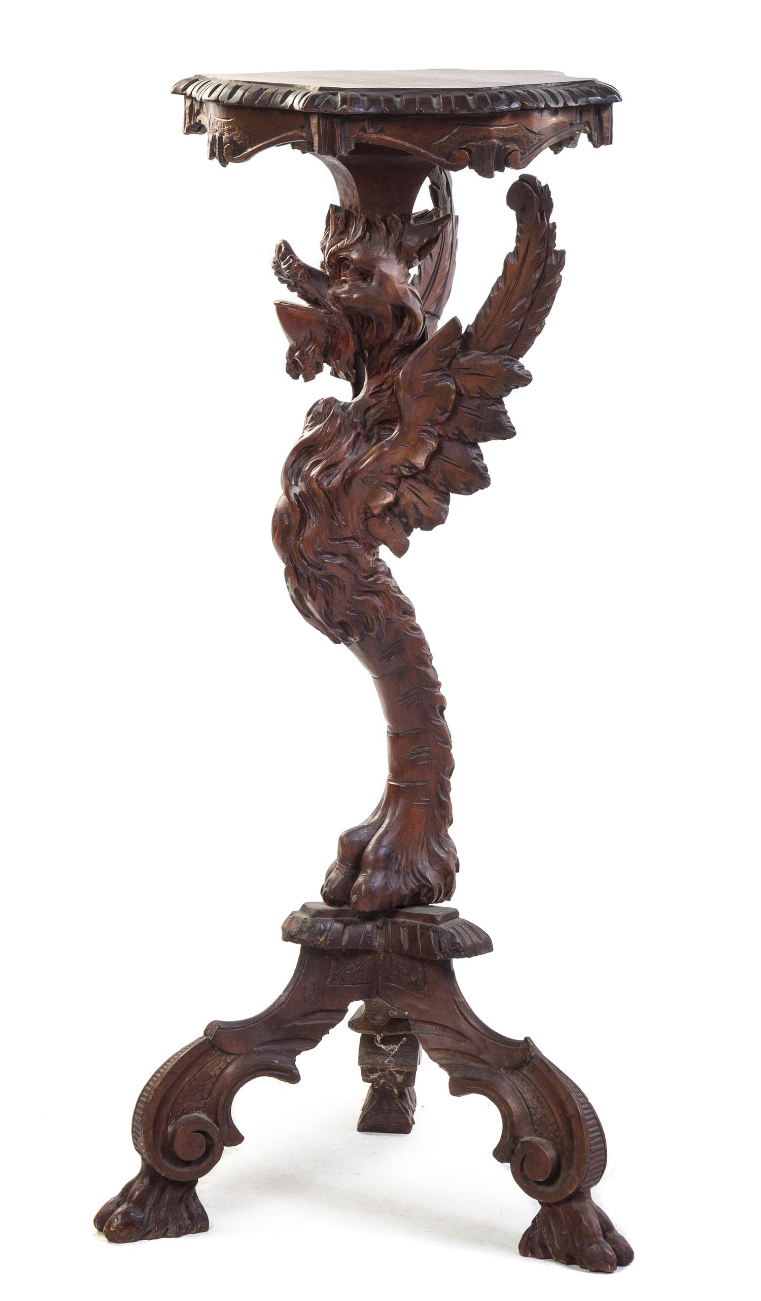 A Venetian Carved Figural Pedestal Height 37 inches. — LATE 19TH CENTURY