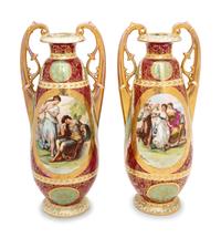 A Pair of Vienna Style Porcelain Vases