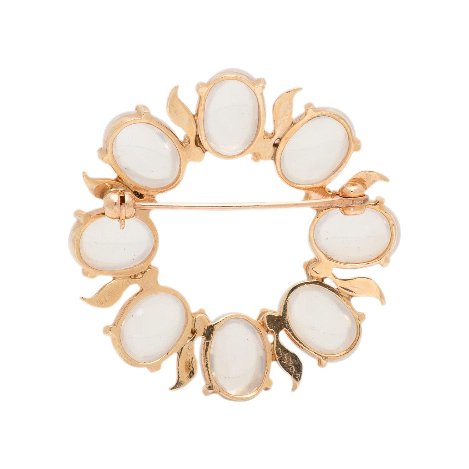 TIFFANY & CO., MOONSTONE AND RUBY BROOCH