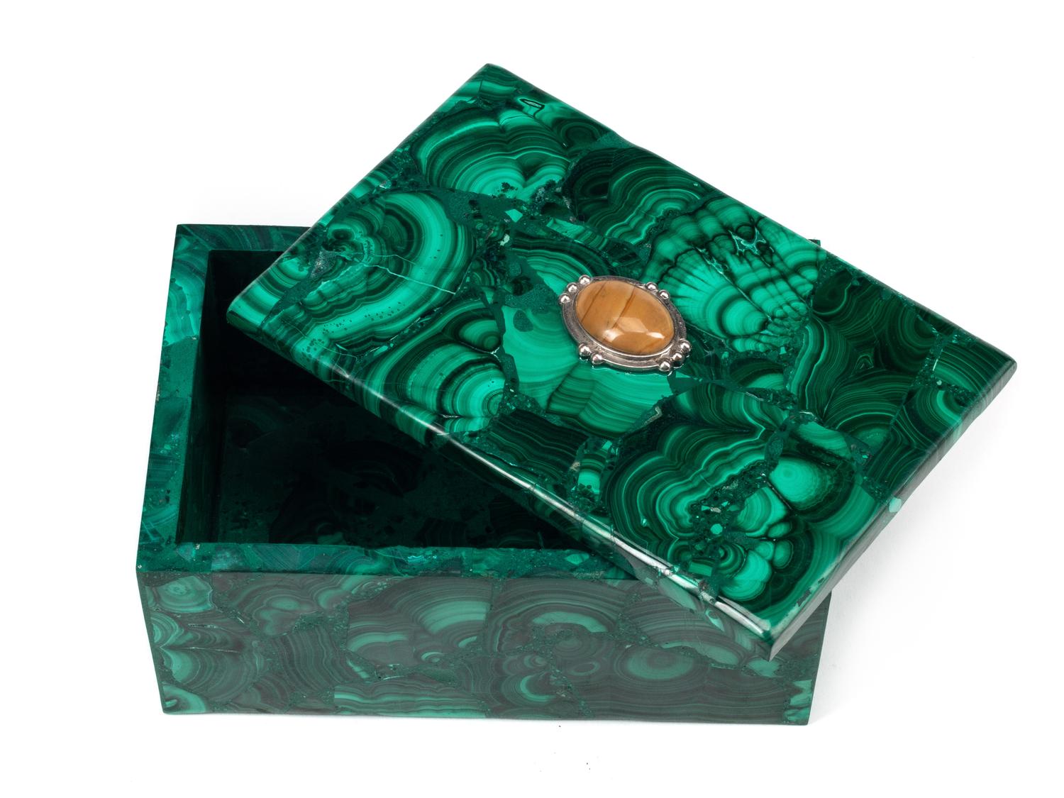 A Group of Four Malachite Boxes