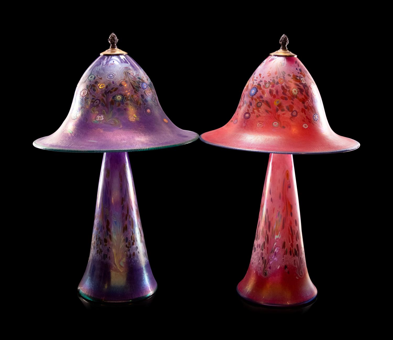 A Pair of Blown Glass Table Lamps