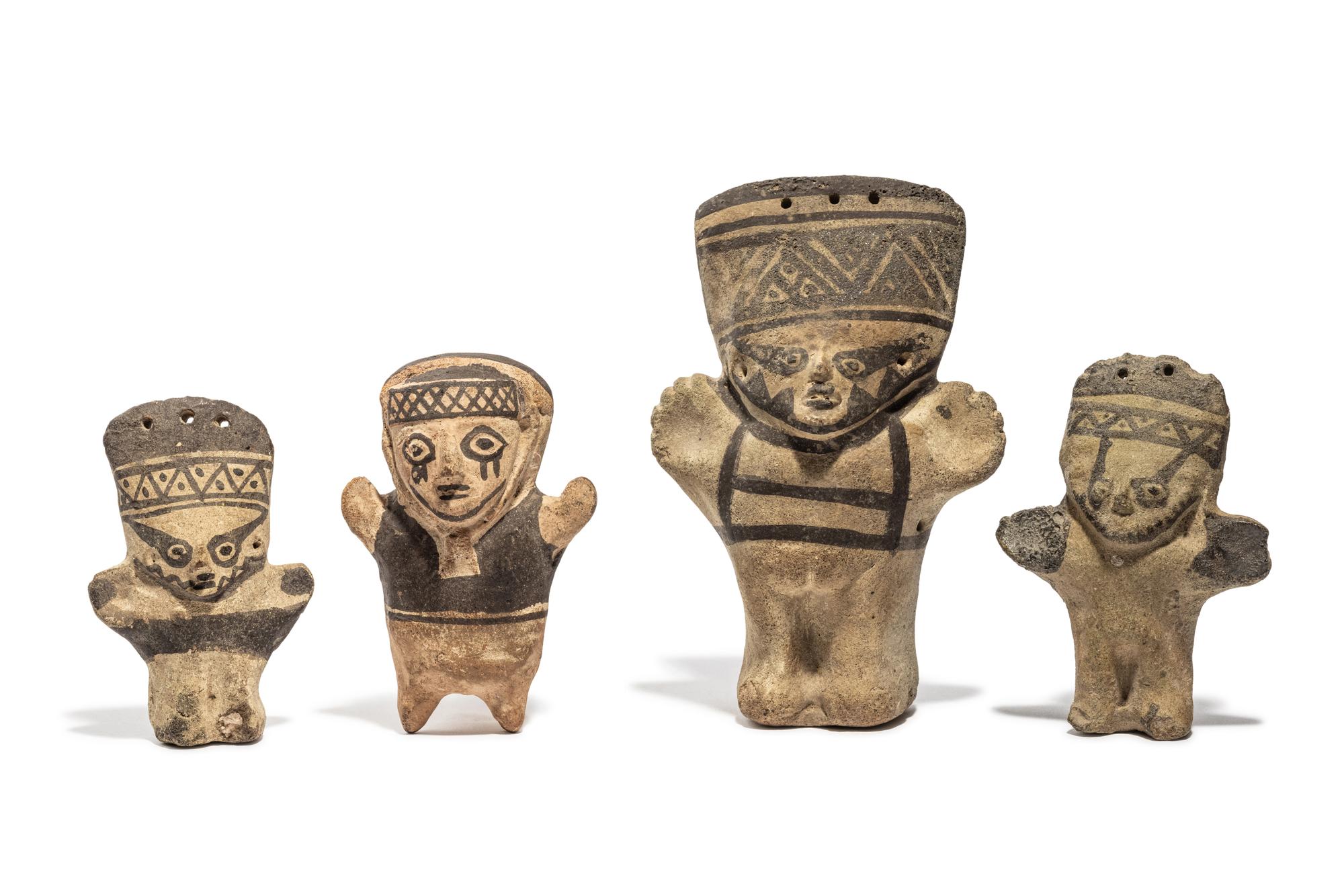 Four Chancay Polychrome Figures