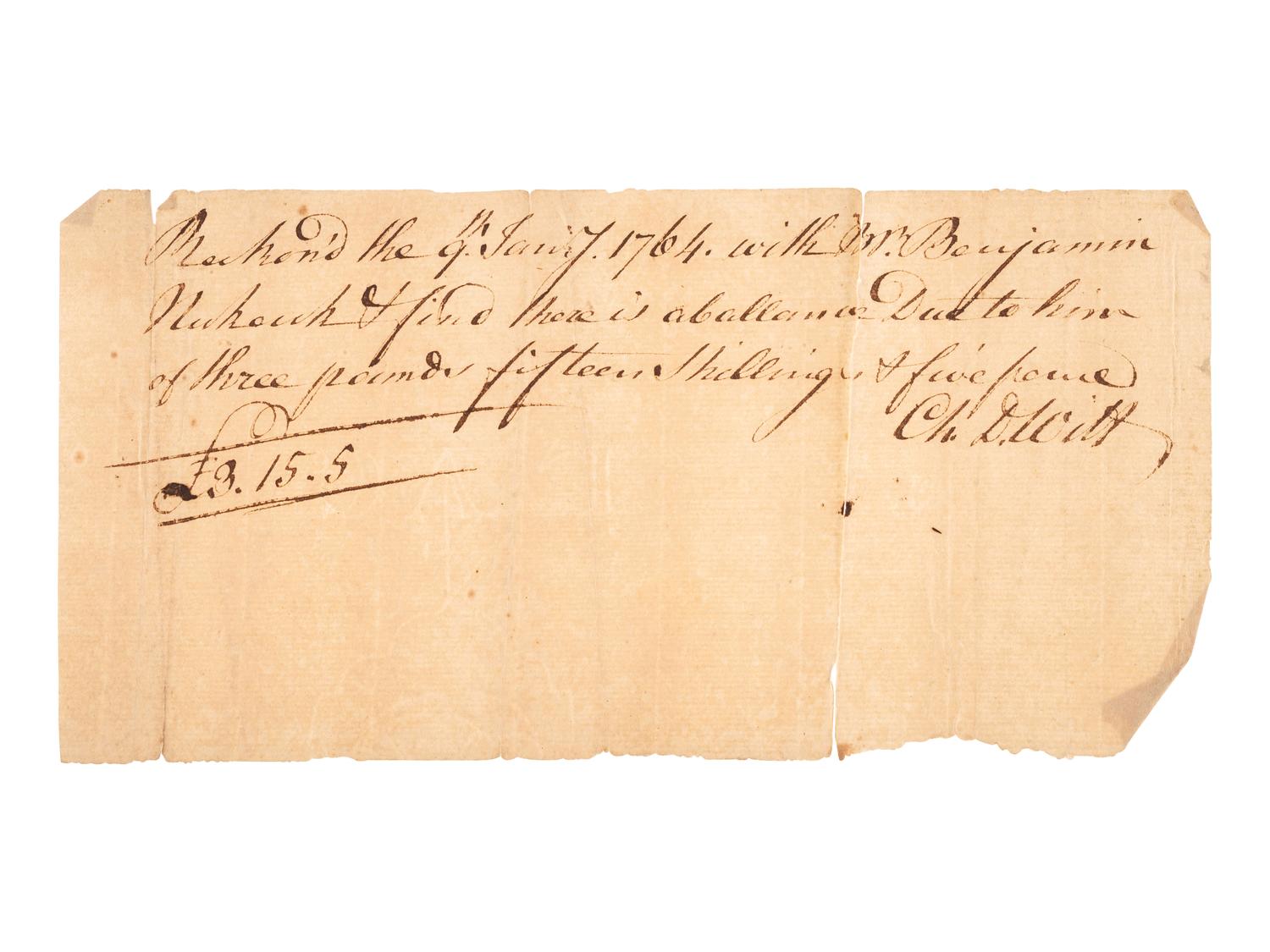 [CONTINENTAL CONGRESS]. A collection of signatures from delegates to the Continental Congress, 1764-1815, comprising: