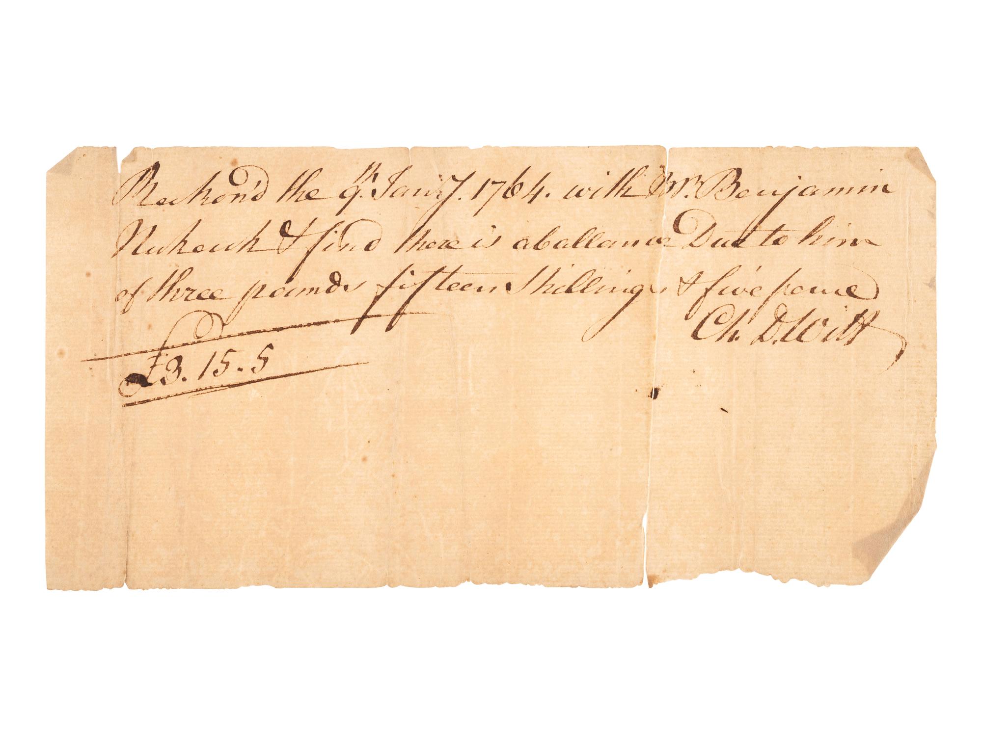 [CONTINENTAL CONGRESS]. A collection of signatures from delegates to the Continental Congress, 1764-1815, comprising: