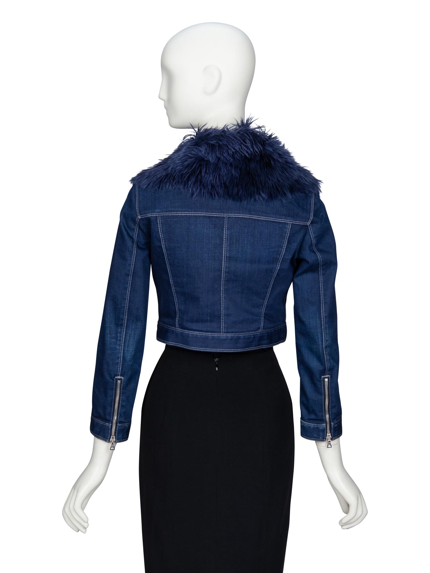 PRADA, FUR & DENIM CROP JACKET