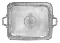 An American Silver Two-Handled Tray, Manchester Silver Co., Providence, RI, having a floral and foliate engraved border and a gadrooned