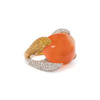 FIRE OPAL, COLORED DIAMOND AND DIAMOND RING