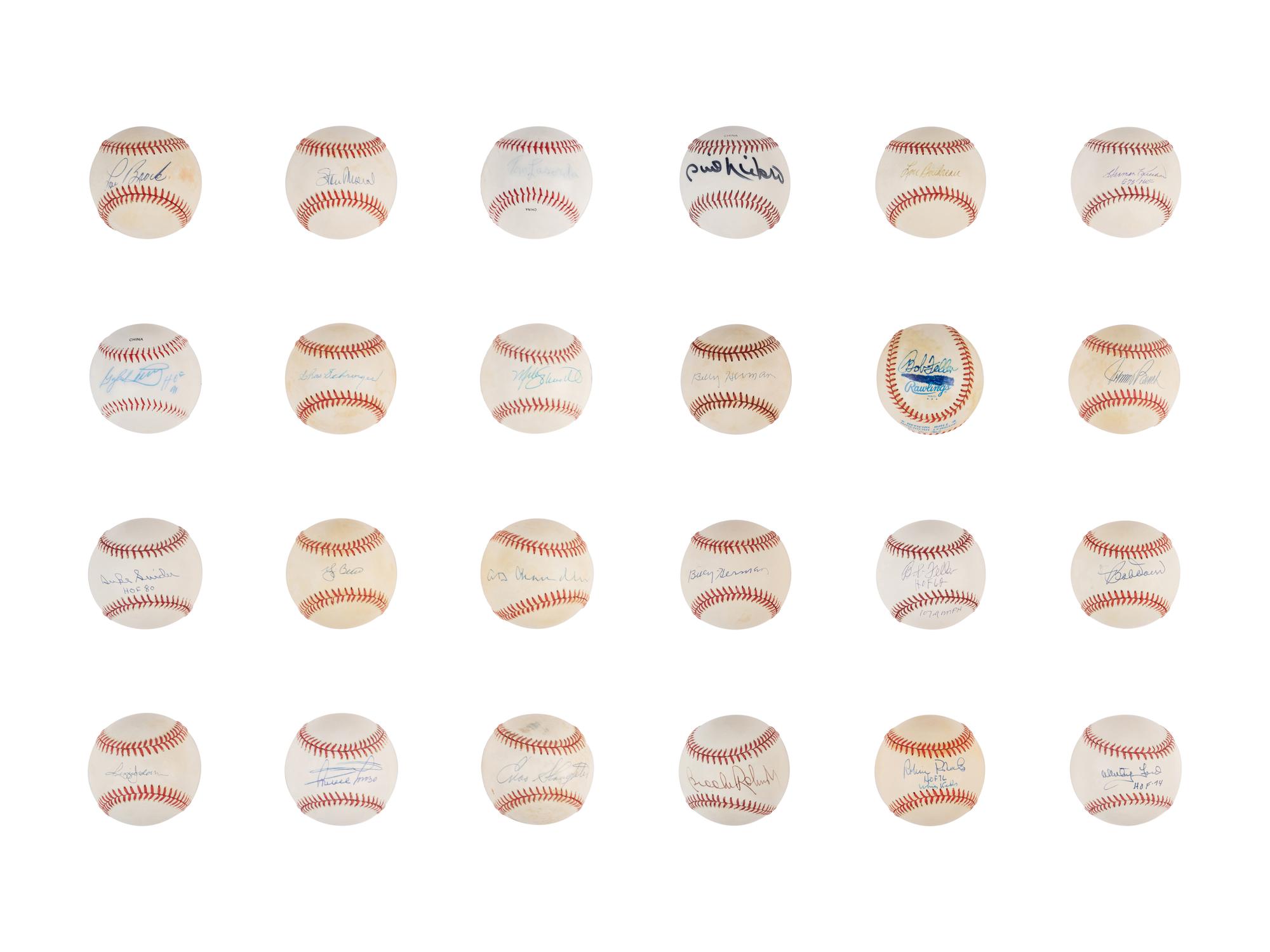 A Group of 24 Baseball Hall of Fame Single Signed Autograph Baseballs (Beckett Authentication Services, PSA)