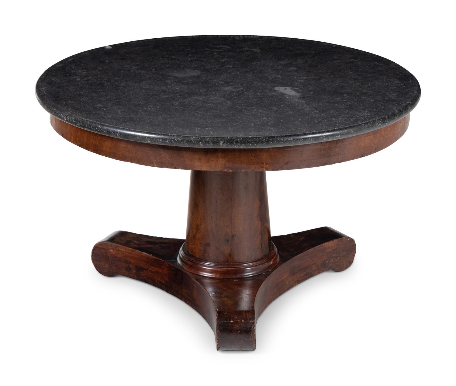 An Empire Style Mahogany Marble-Top Low Table
