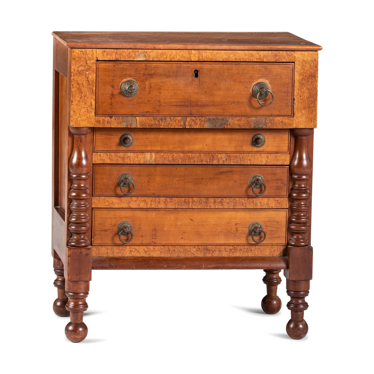 A Classical Cherrywood and Maple Child’s Chest