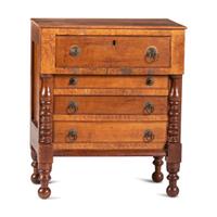 A Classical Cherrywood and Maple Child’s Chest