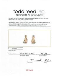 TODD REED, YELLOW GOLD, DIAMOND, RUBY AND SAPPHIRE EARRINGS