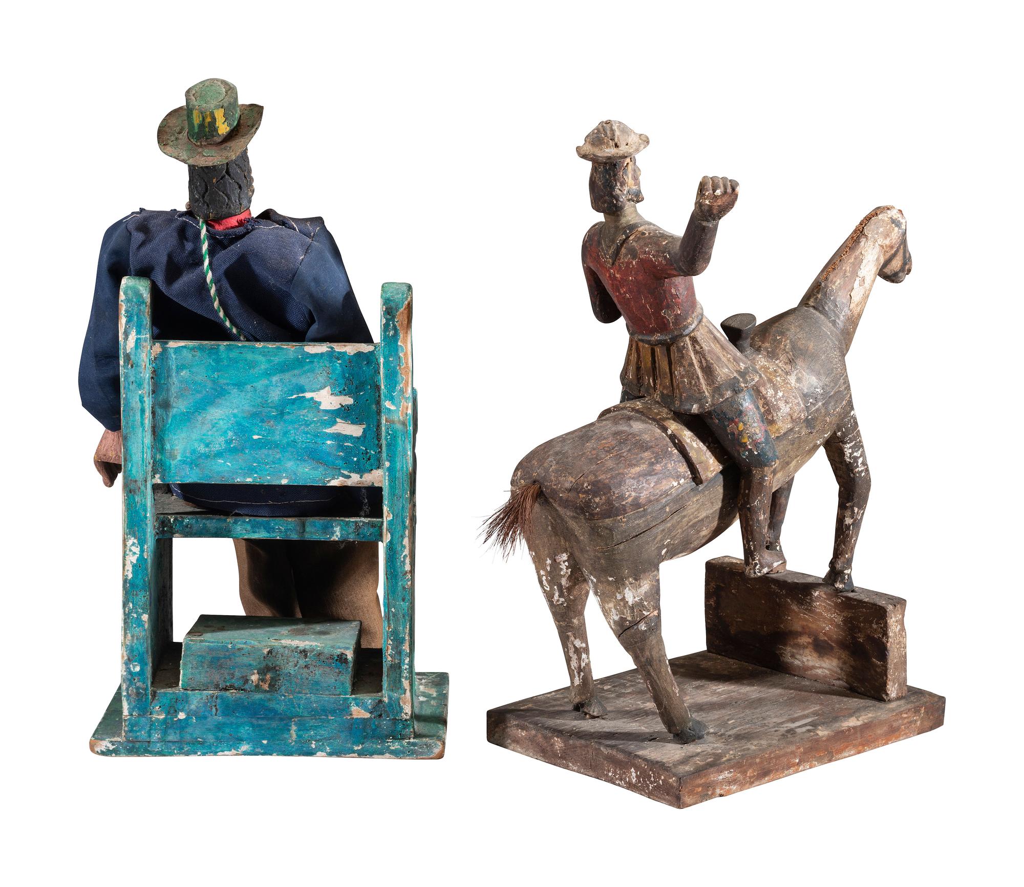 Two Guatemalen Carved and Polychromed Santos Figures