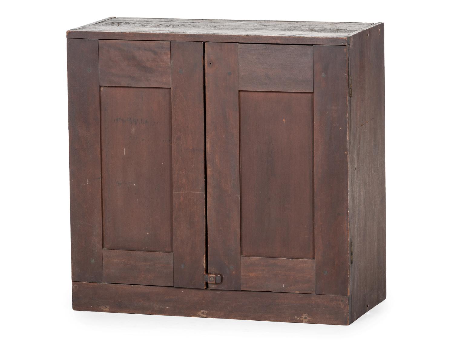 A Country Stained Cherrywood Table-Top Cupboard