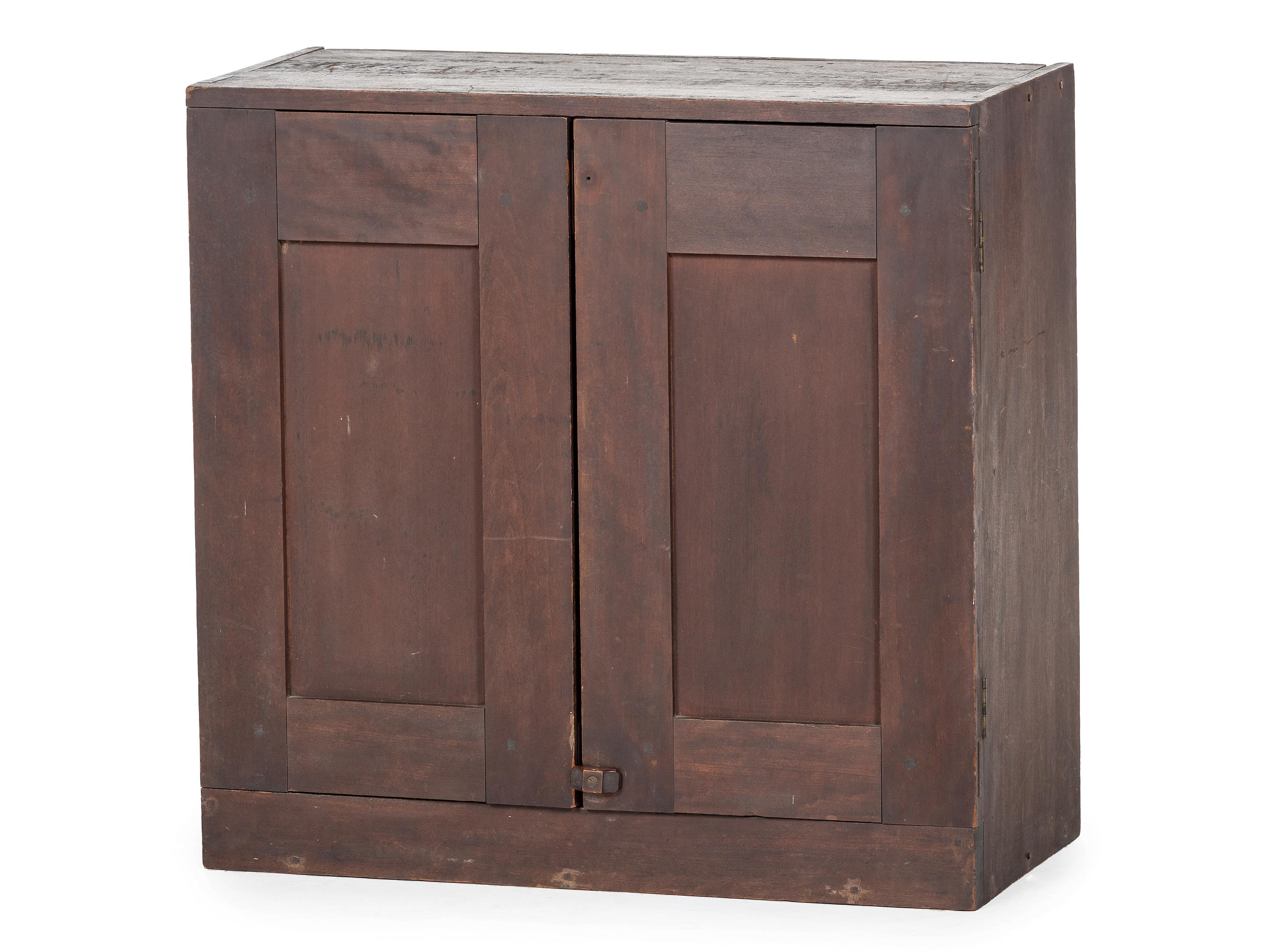 A Country Stained Cherrywood Table-Top Cupboard