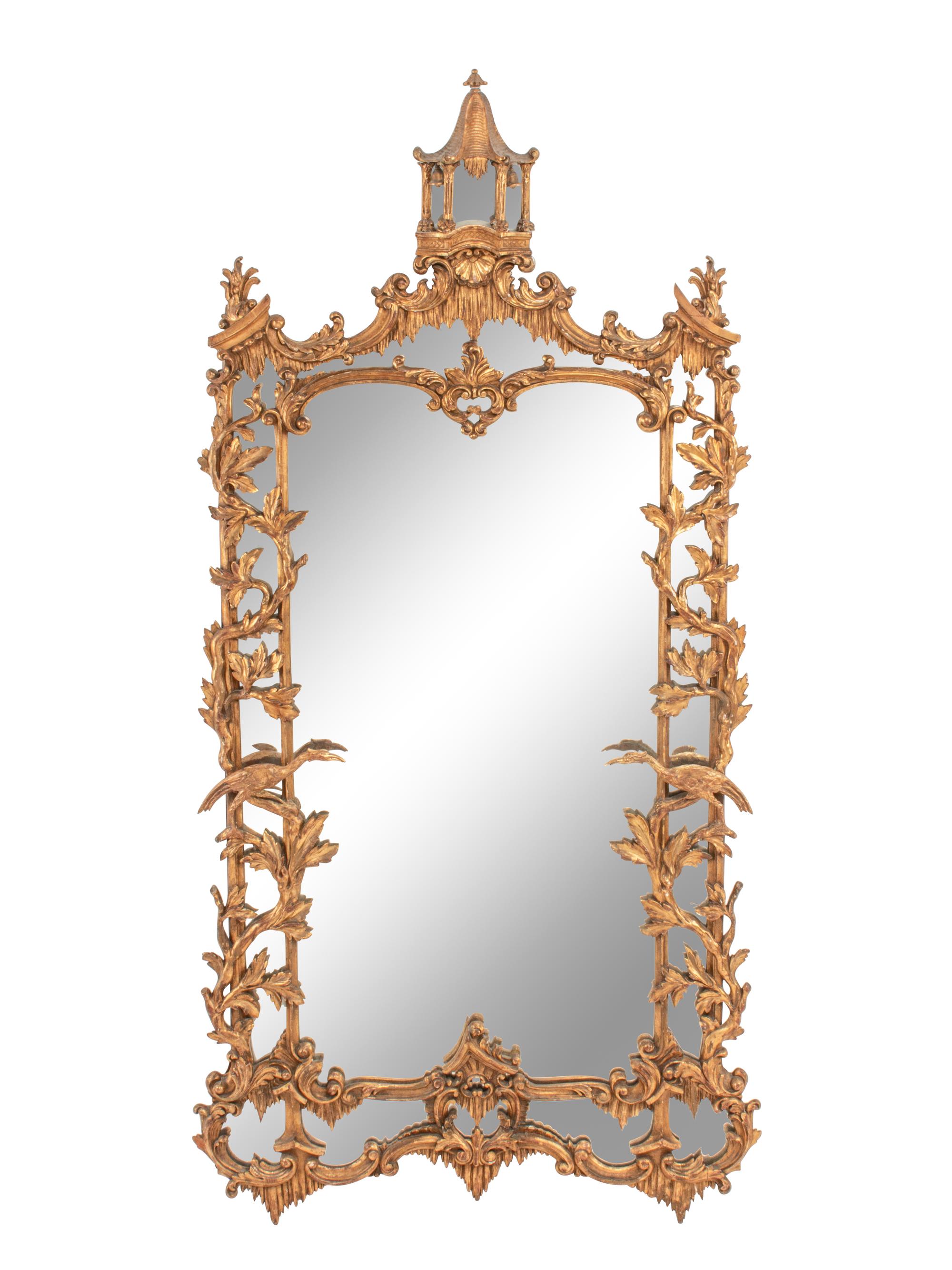 A George III “Chinese Chippendale” Style Giltwood Mirror