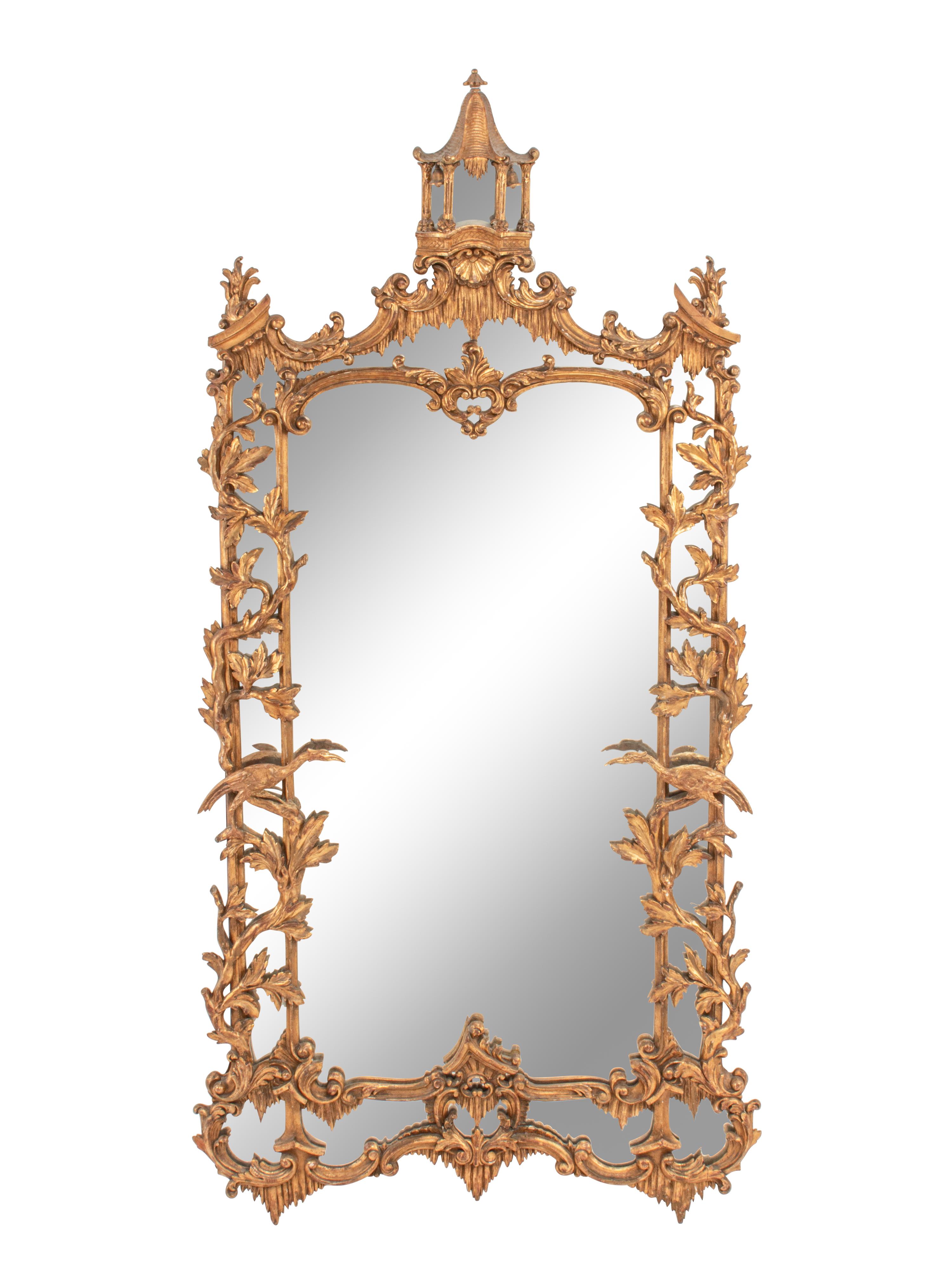 A George III “Chinese Chippendale” Style Giltwood Mirror