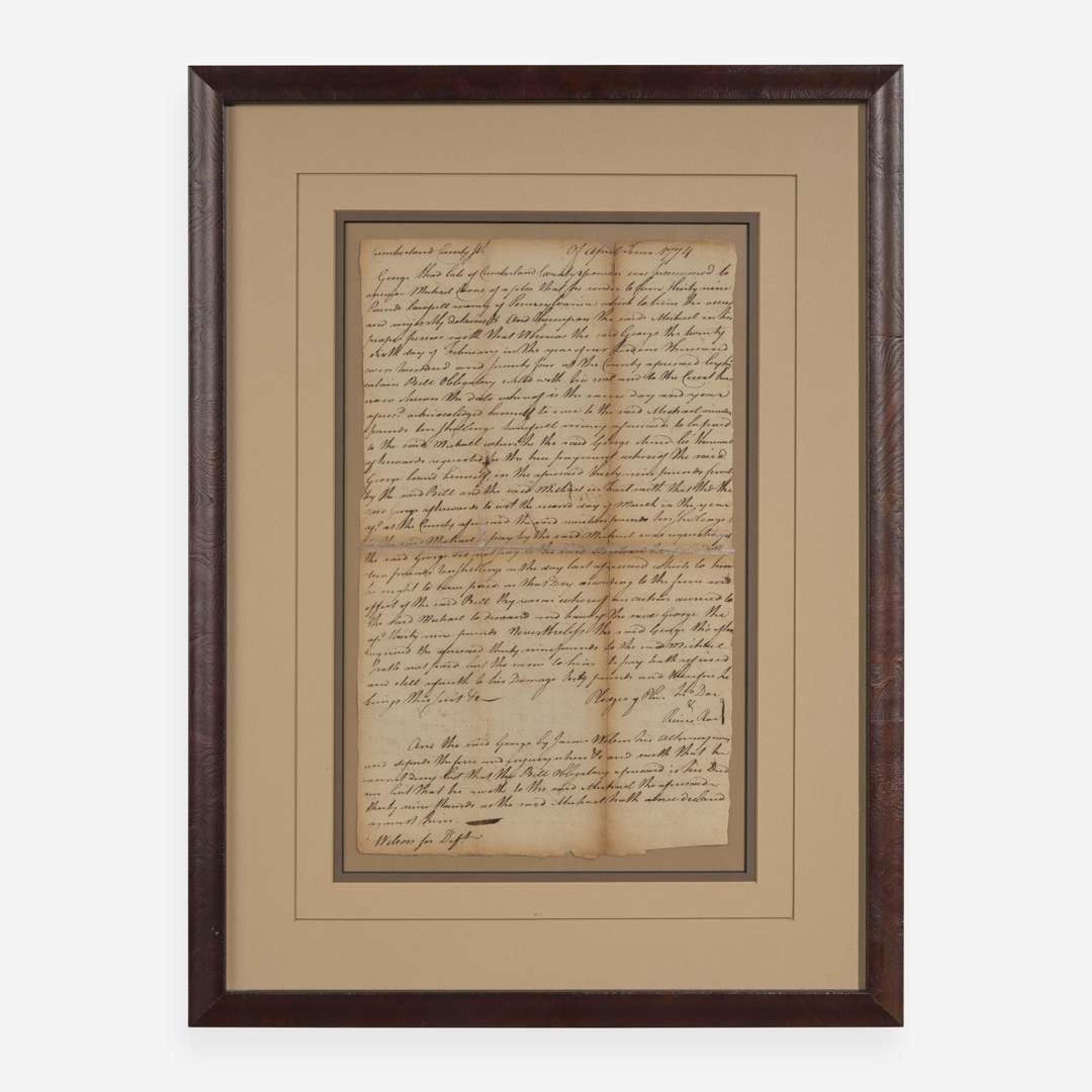 [Declaration of Independence] [Pennsylvania] Wilson, James Manuscript Document, signed