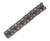 A Silver and Hematite Flower Motif Bracelet, Taxco,