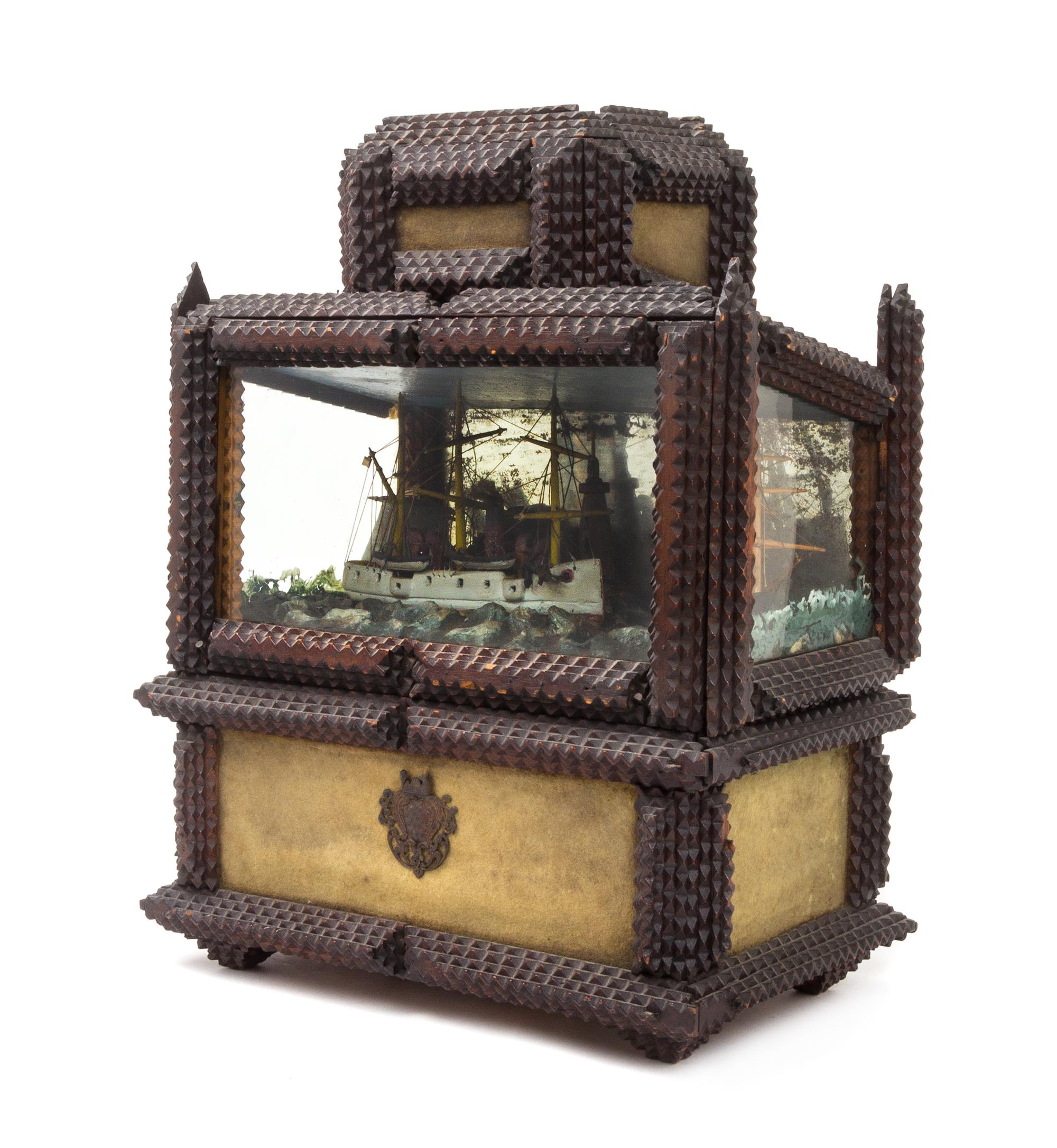 Anonymous, Early 20th Century, A Tramp Art Ship Diorama