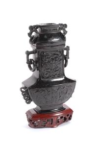 A Chinese Spinach Jade Covered Urn Height 6 inches.
