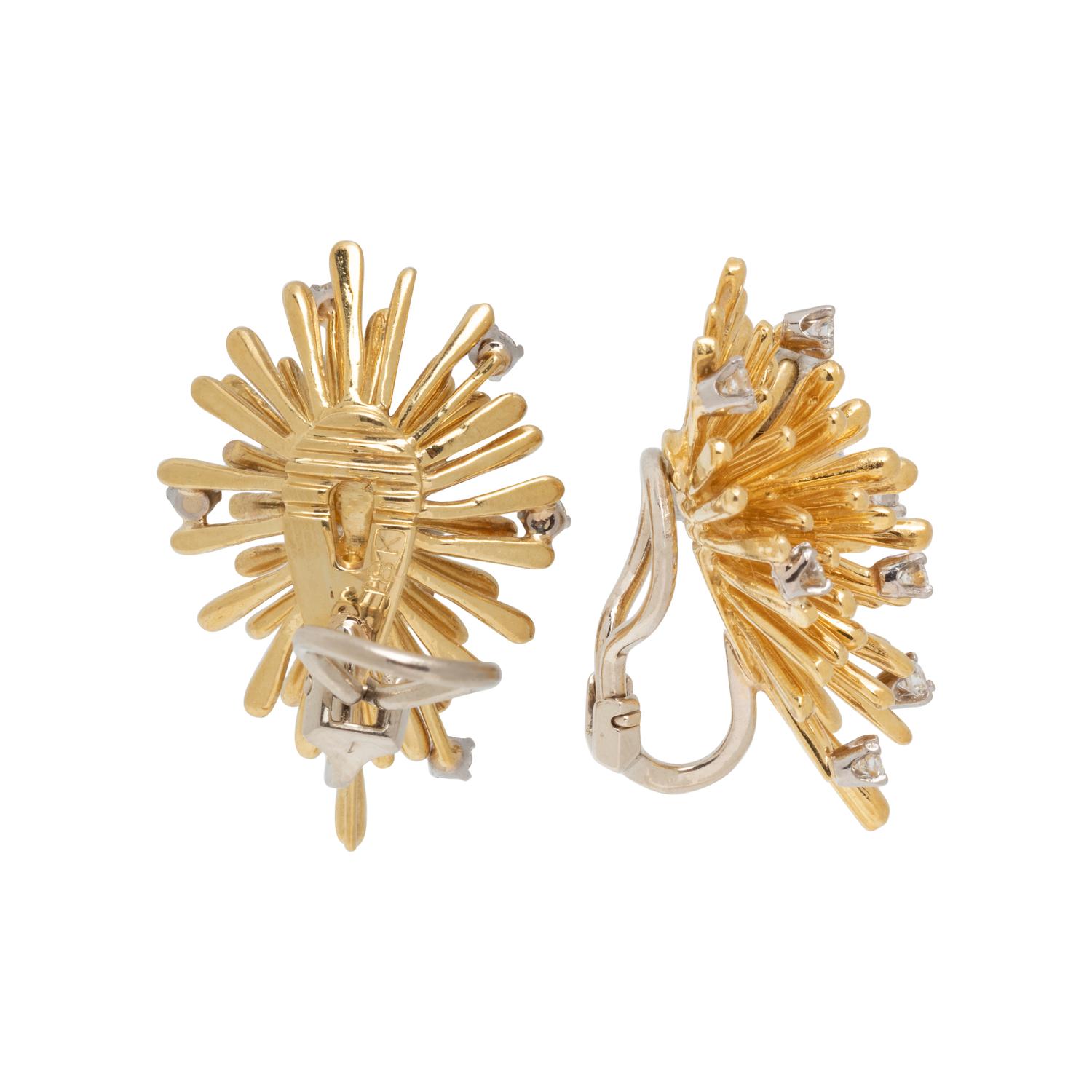 YELLOW GOLD AND DIAMOND EARCLIPS