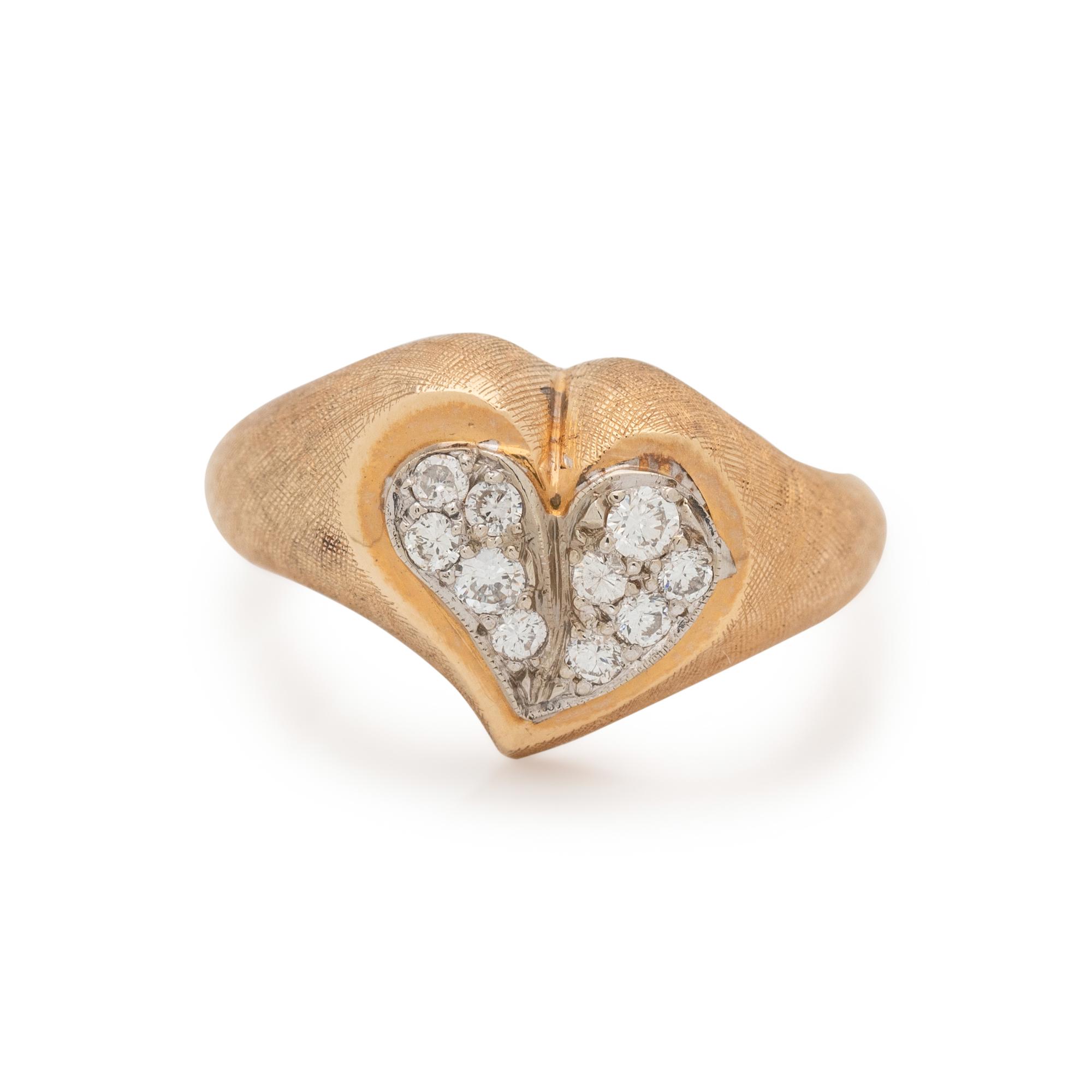 YELLOW GOLD AND DIAMOND HEART RING