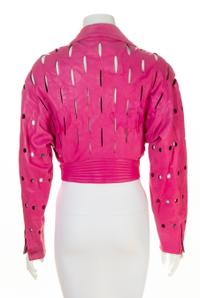 A Gianni Versace Pink Leather Moto Safety Pin Jacket, No size.