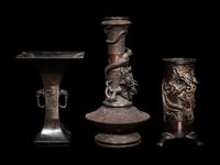Three Japanese Bronze Vases
