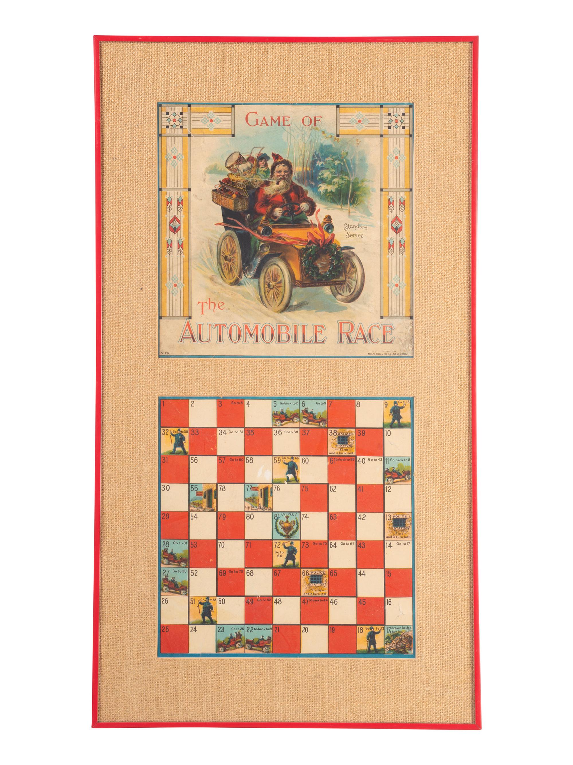 A Game of the Automobile Race Framed Cover and Gameboard