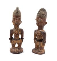 A Pair of Yoruba Twin Ibeji Figures Height 12 inches. — NIGERIA, PROBABLY MID-20TH CENTURY